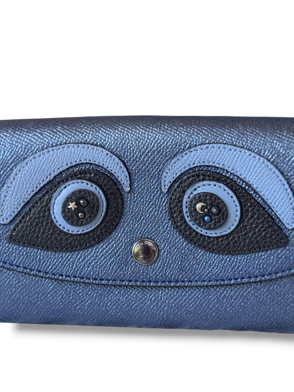 Coach Ace Bear Slim Envelope Wallet Metallic Navy NWOT Rare Novelty - Picture 6 of 16